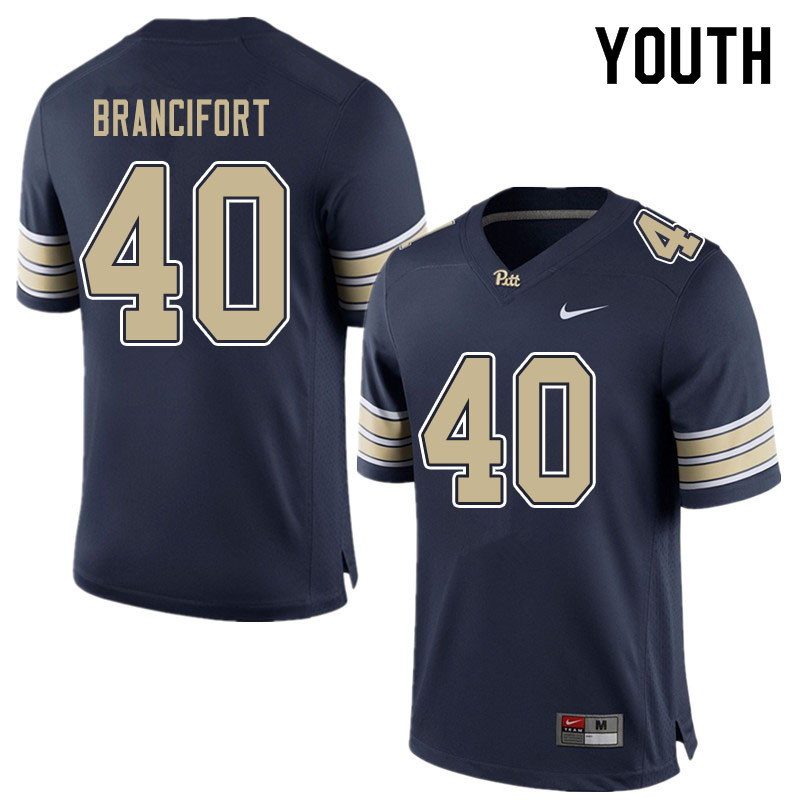 Youth #40 Grey Brancifort Pitt Panthers College Football Jerseys Sale-Blue